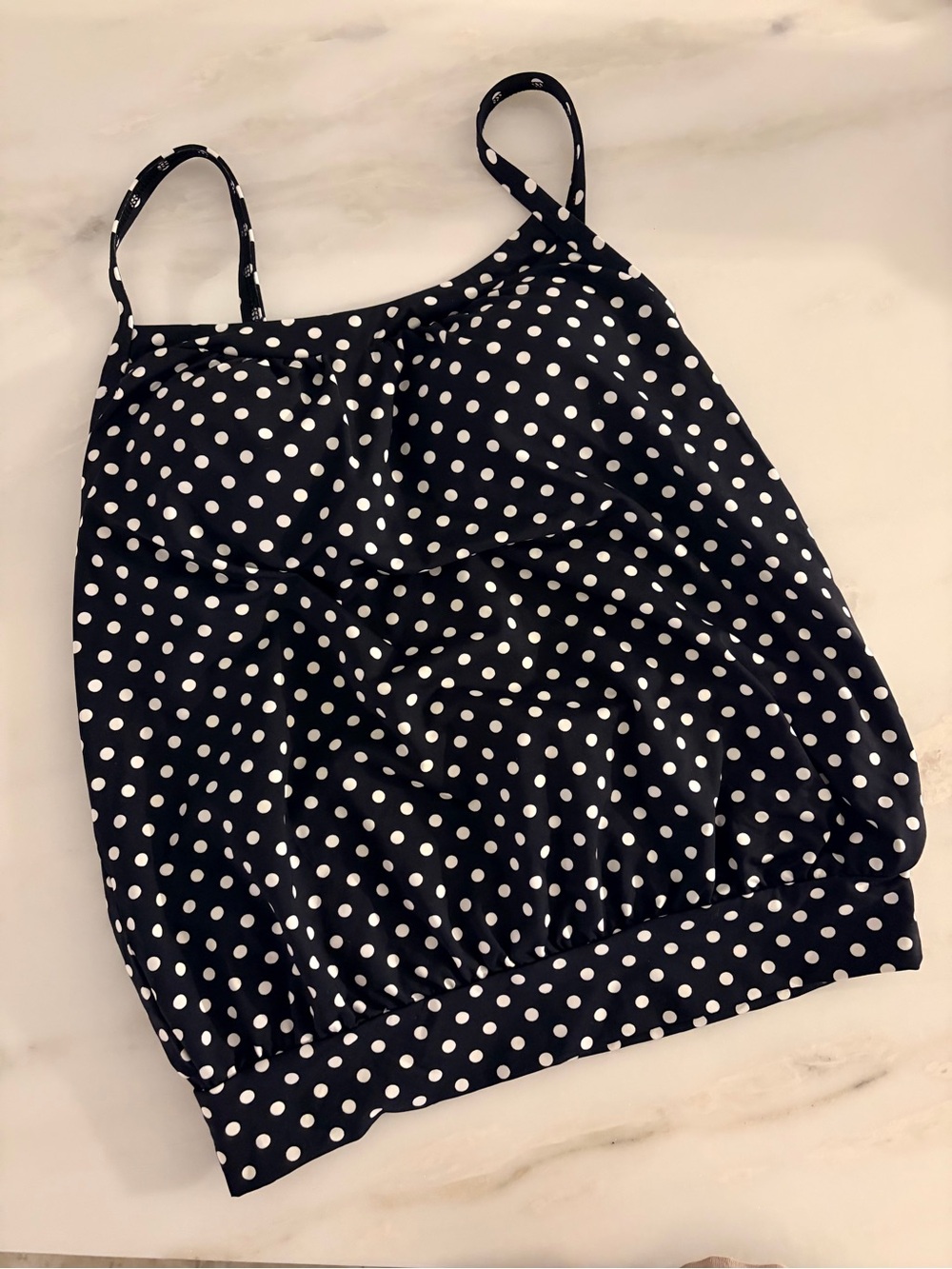 Lands' End Black and White Polka Dot Swim Top